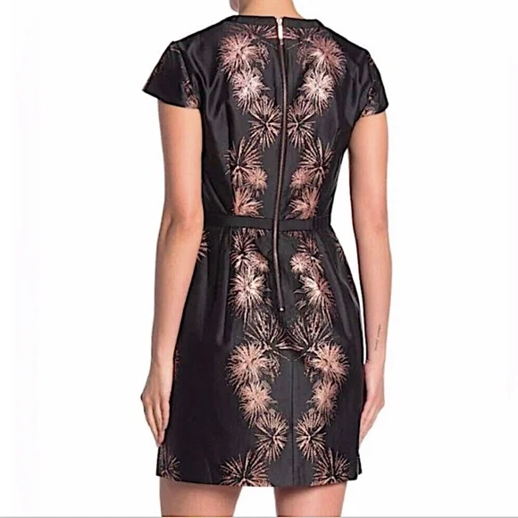 Ted Baker black/rose gold with Tag Tzalla Metallic Jacquard Cocktail Dress - Picture 4 of 16